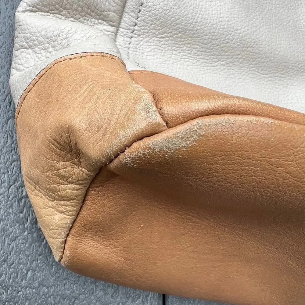 MARGOT-New York, Cream and Tan Leather Shoulder Bag